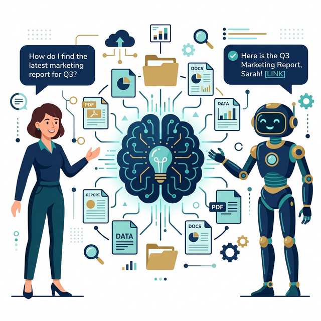 企業知識庫 AI 問答示意圖